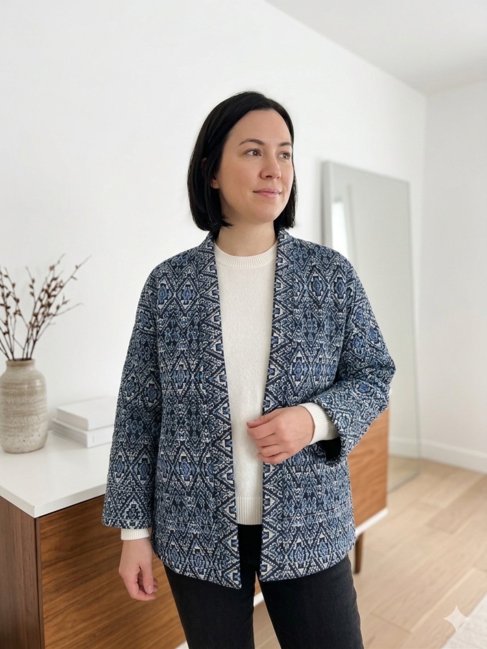 Pure Jill J. Jill Quilted Cotton Geometric Print Jacket XL
